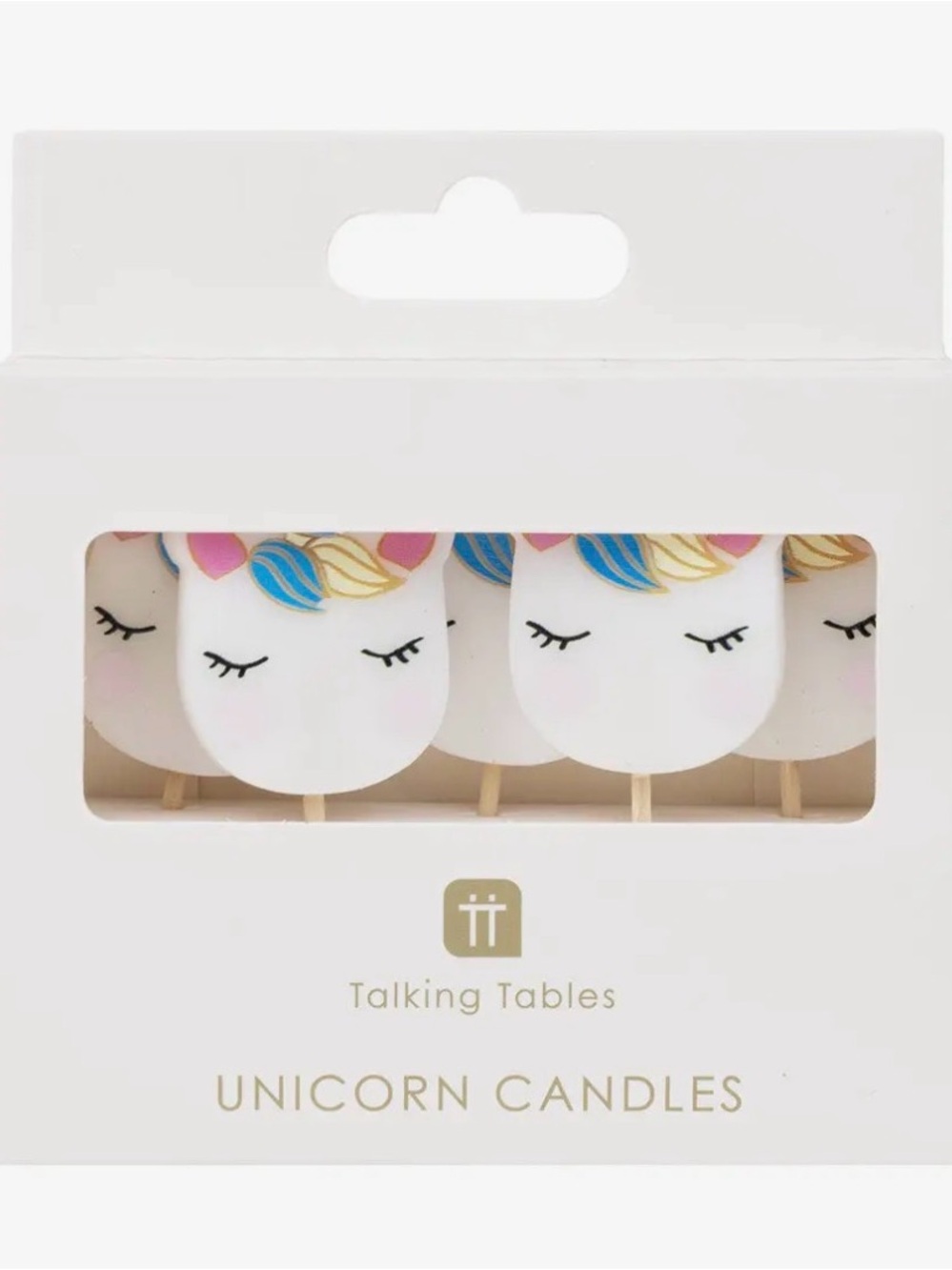 White Unicorn Candles - Set of Party Picks 5 per package